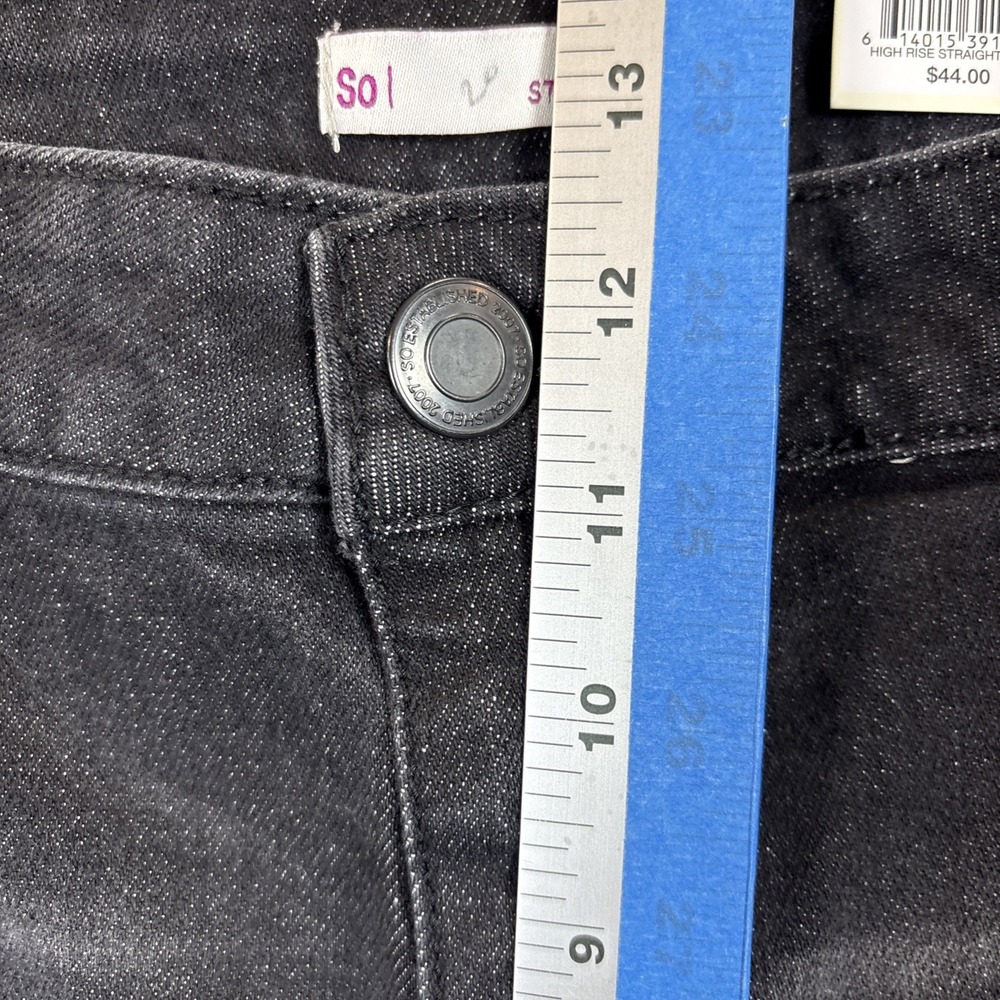 SO High Rise Straight Cropped Jeans Raw Hem Sz 17 (33x27) Black - Picture 7 of 9